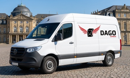 DAGO Express Kurierdienst Sprinter vor Neues Schloss am Schlossplatz in Stuttgart