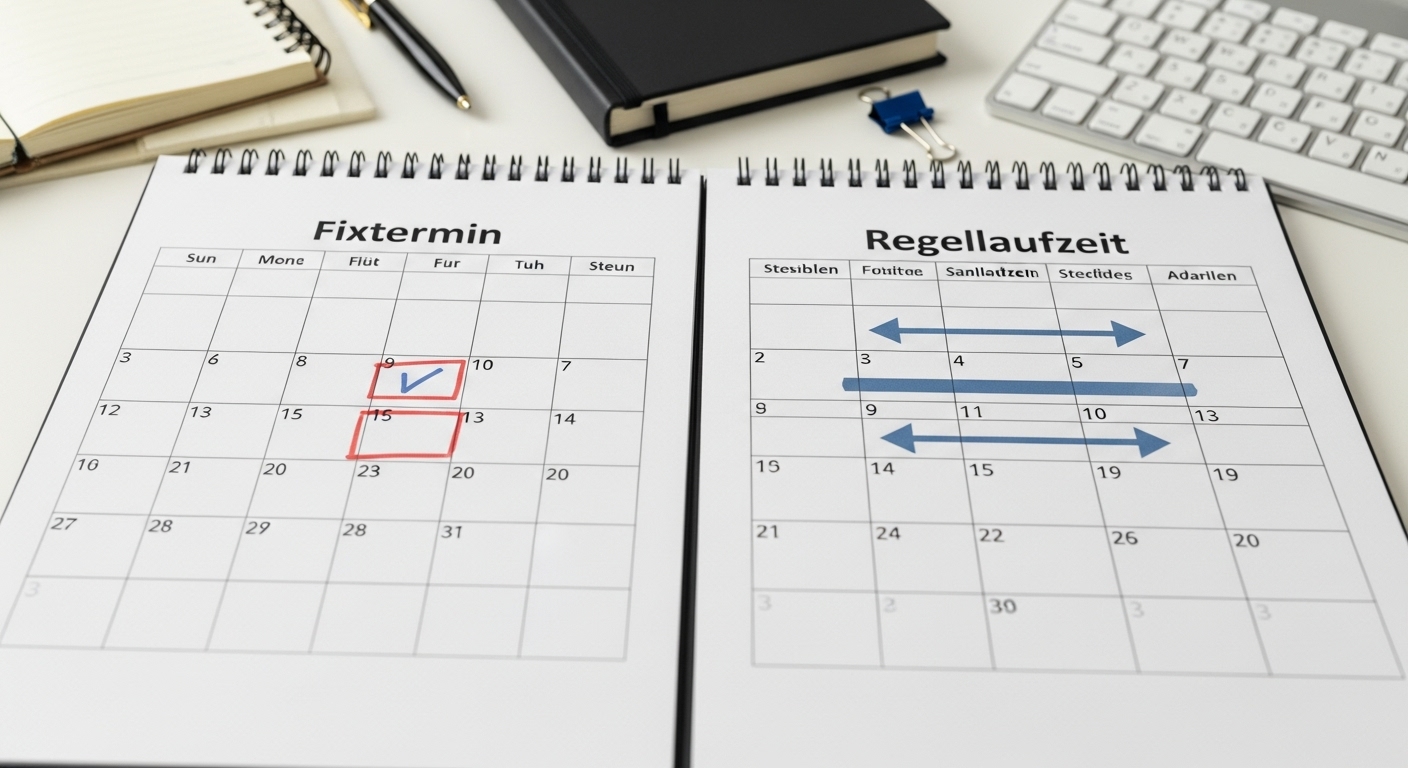 Was ist der Unterschied zwischen Fixtermin und Regellaufzeit?