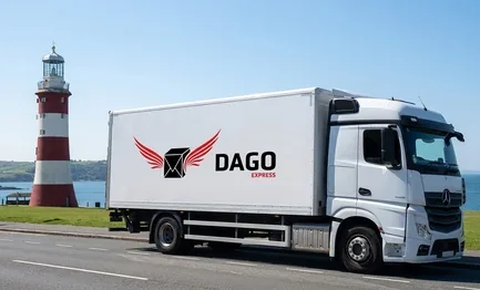 Courier service Plymouth – DAGO Express lorry at Smeatons Tower Lighthouse