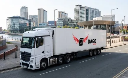 Courier service Salford – DAGO Express lorry at Salford Quays and MediaCityUK